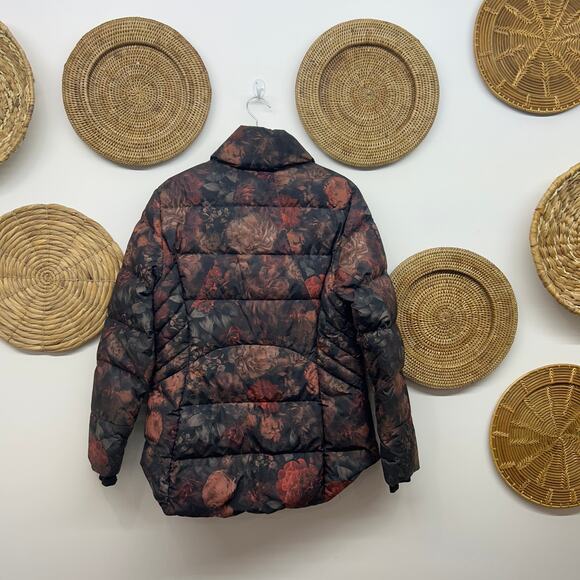 $229 Athleta Downtown Jacket Puffer Coat Large Flower Floral Winter Zip Up - Picture 3 of 8